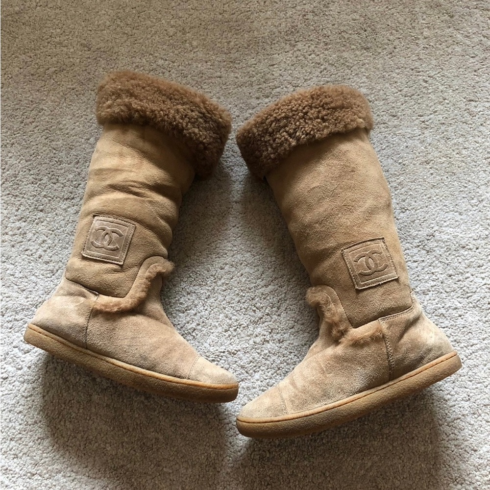 Authentic Chanel sheepskin winter boots